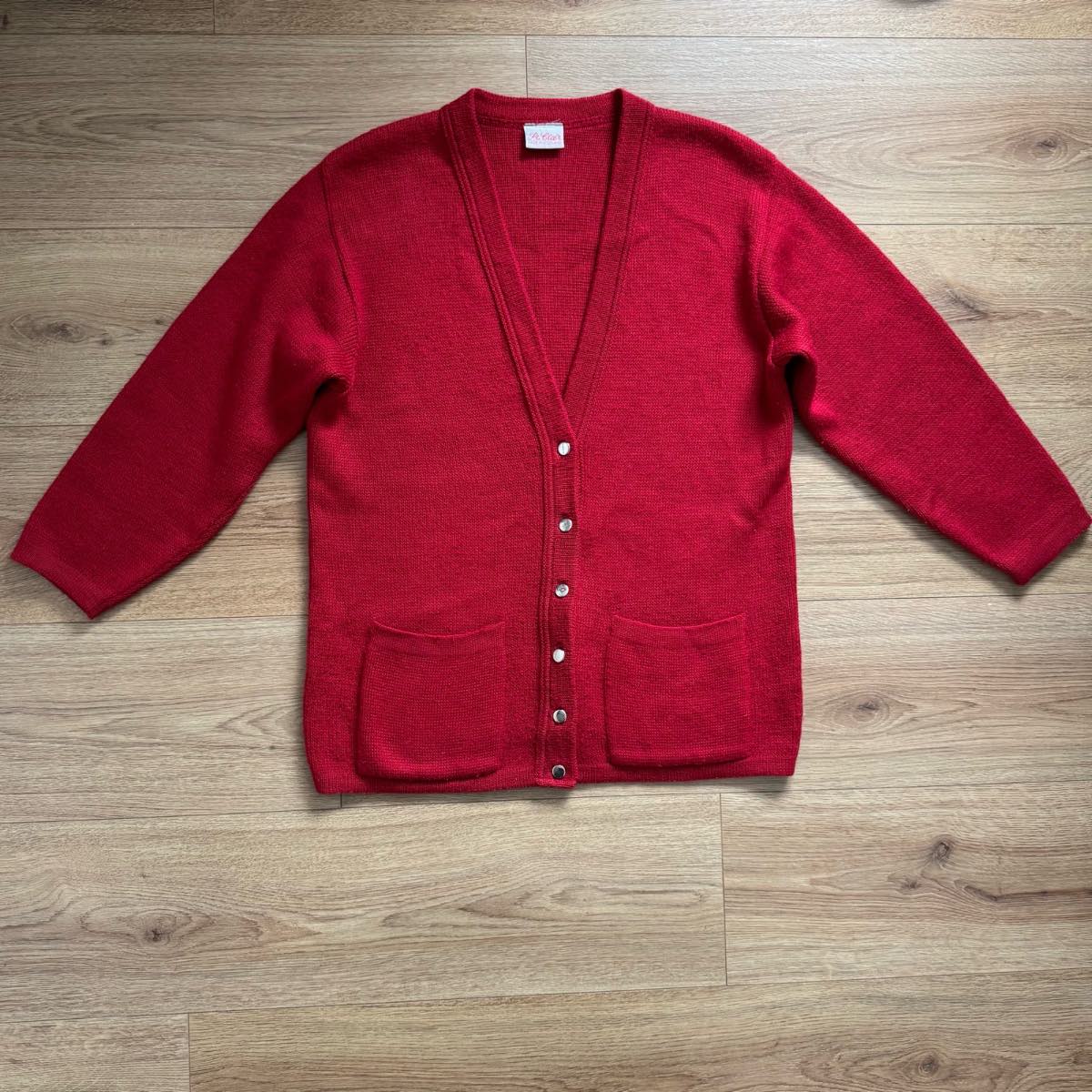 Vintage St. Clair Red Knit Knitted Cardigan – Made in Scotland Cottagecore Size S Wool BlenD