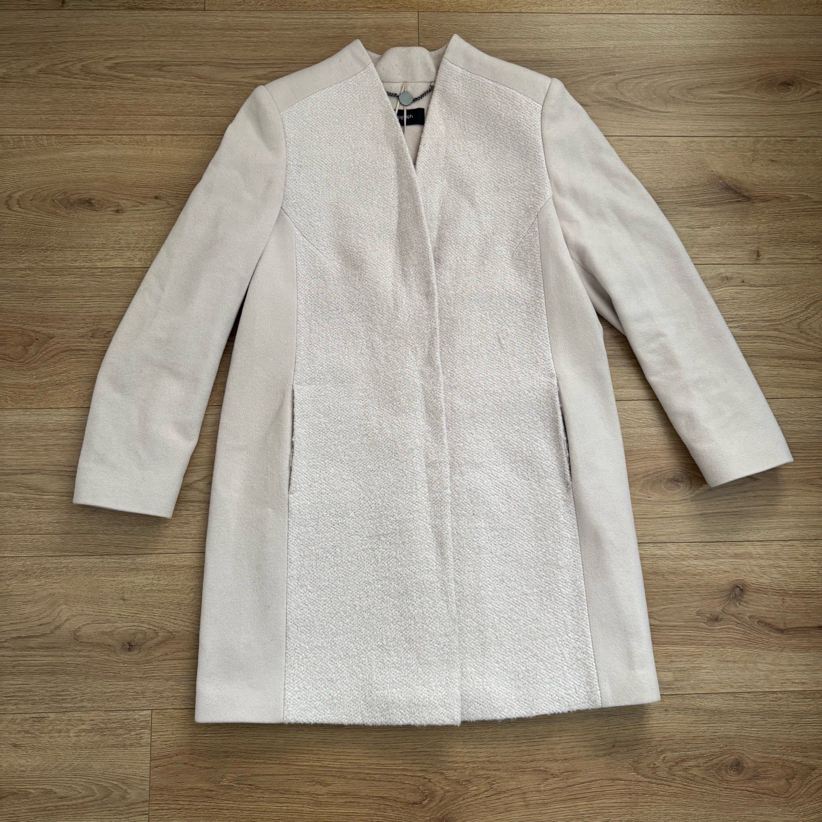 Autograph M&S Cream Wool & Cashmere Blend Winter Coat – Size UK 14
