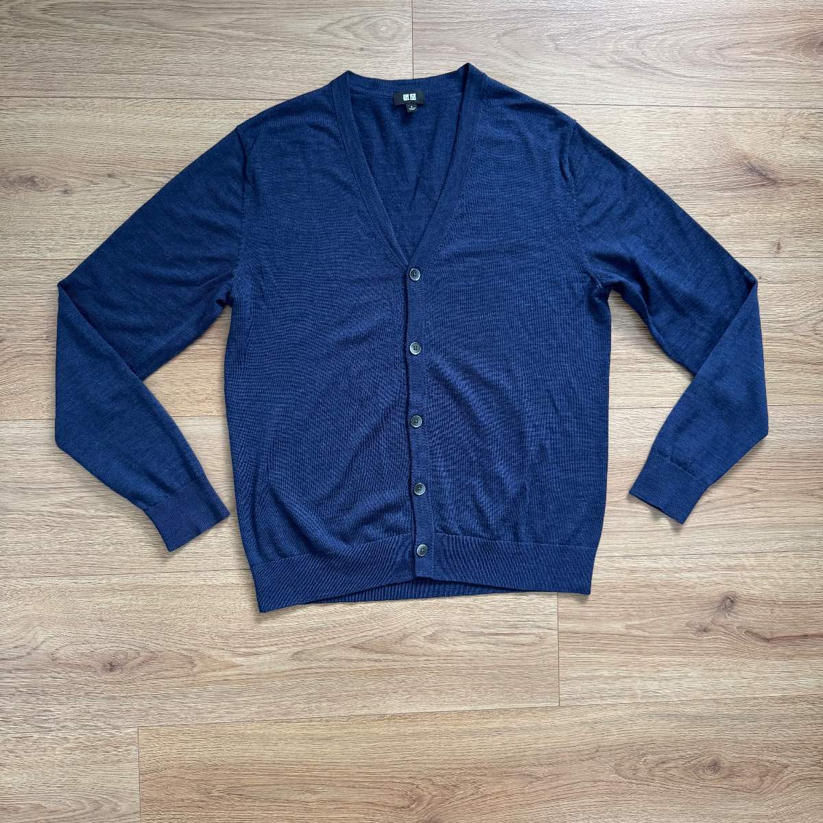 Uniqlo Pure New Wool Navy Blue Cardigan