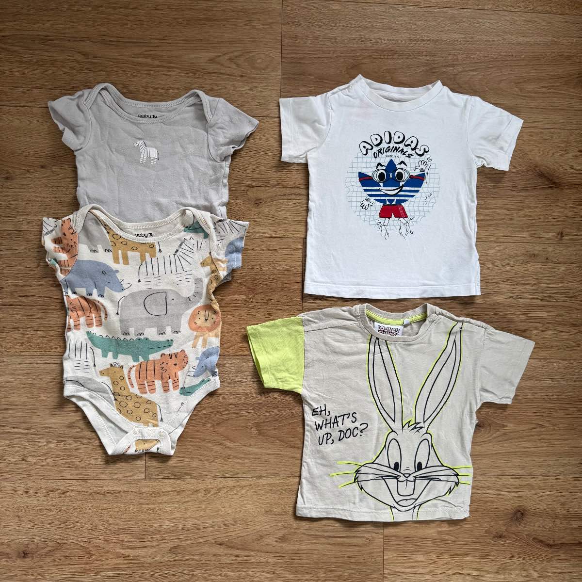 Baby Boys T-Shirts & Bodysuits Bundle 9-12 Months Adidas, Looney Tunes & Tu Clothing