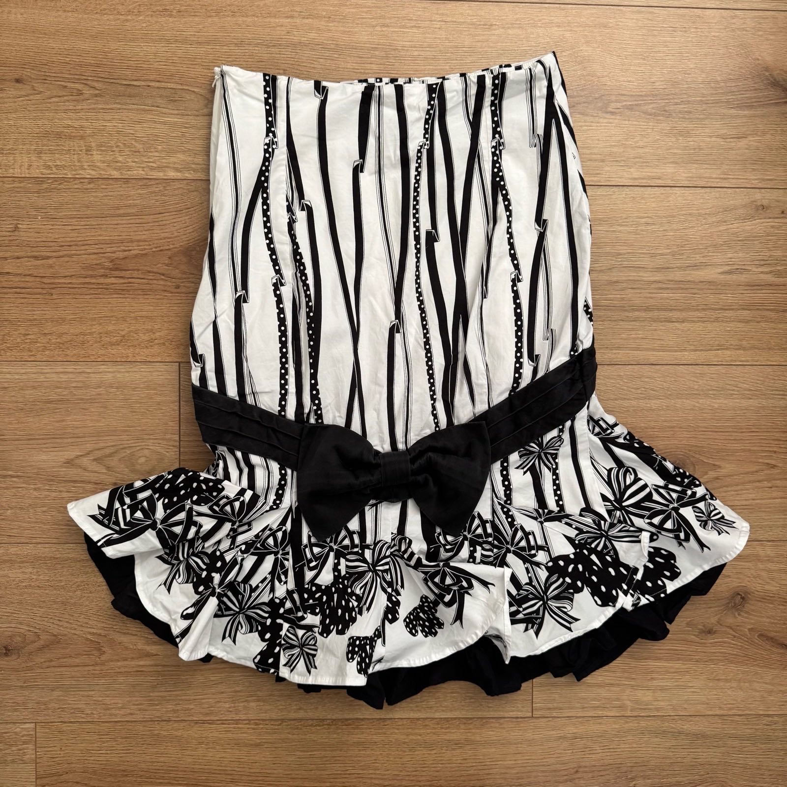 Stunning Y2K Karen Millen Cotton Statement Ribbon Ruffle Skirt Whimsigoth Coquette Size 12