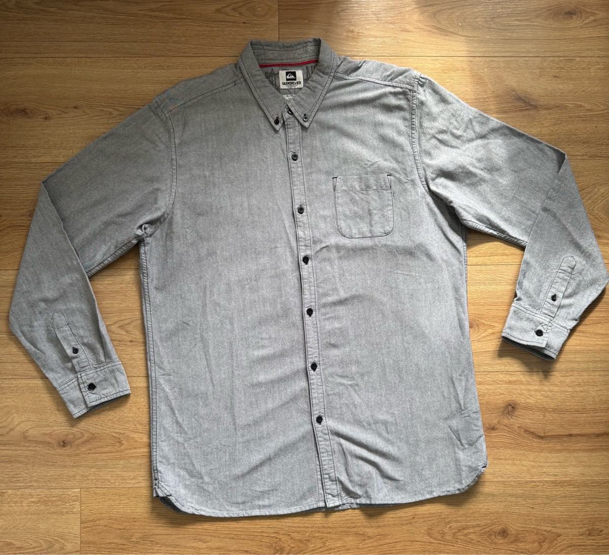 Quiksilver Skateboarding Collection Cotton Grey Shirt Size XL SKate Surf Oxford Shirt
