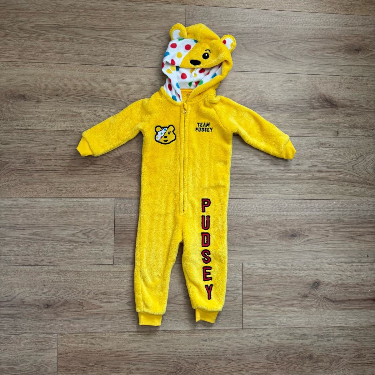 George Children in Need Pudsey Bear Yellow Fleece Onesie 12-18 Months