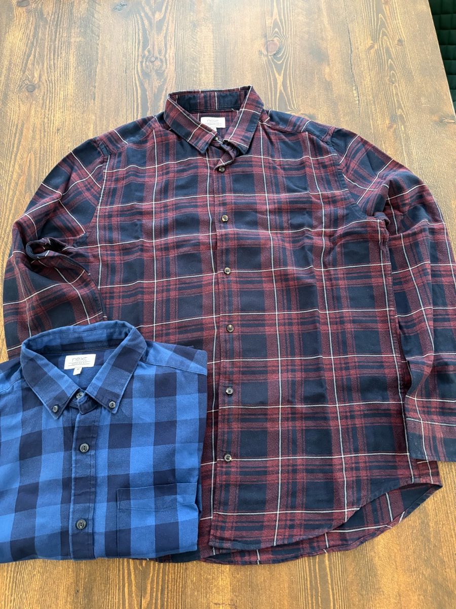 Men’s Next Regular Fit Checked Shirts – 2 Pack – Size M – Excellent Condition