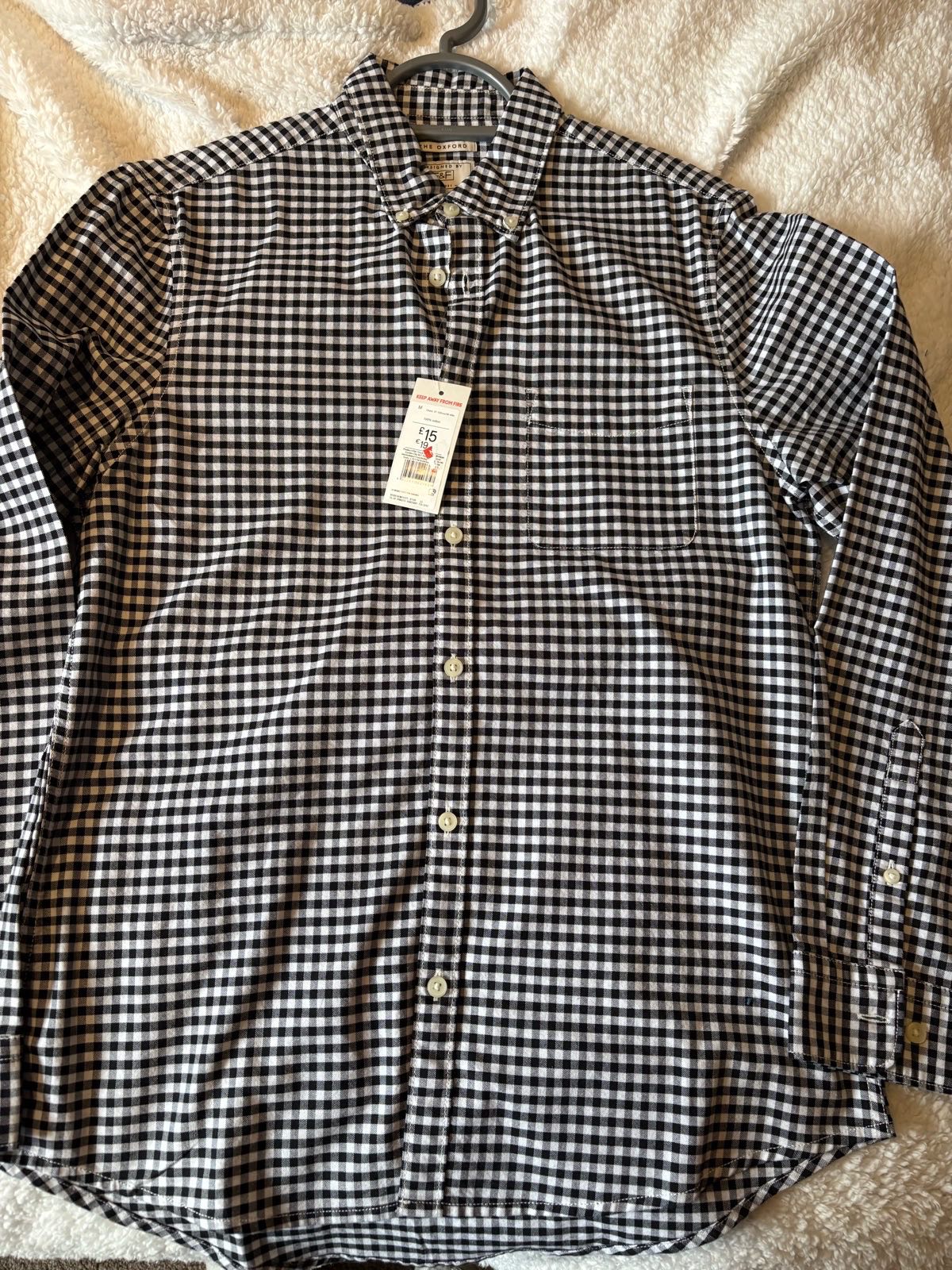 Brand new f&F cotton black checked shirt - size meduim