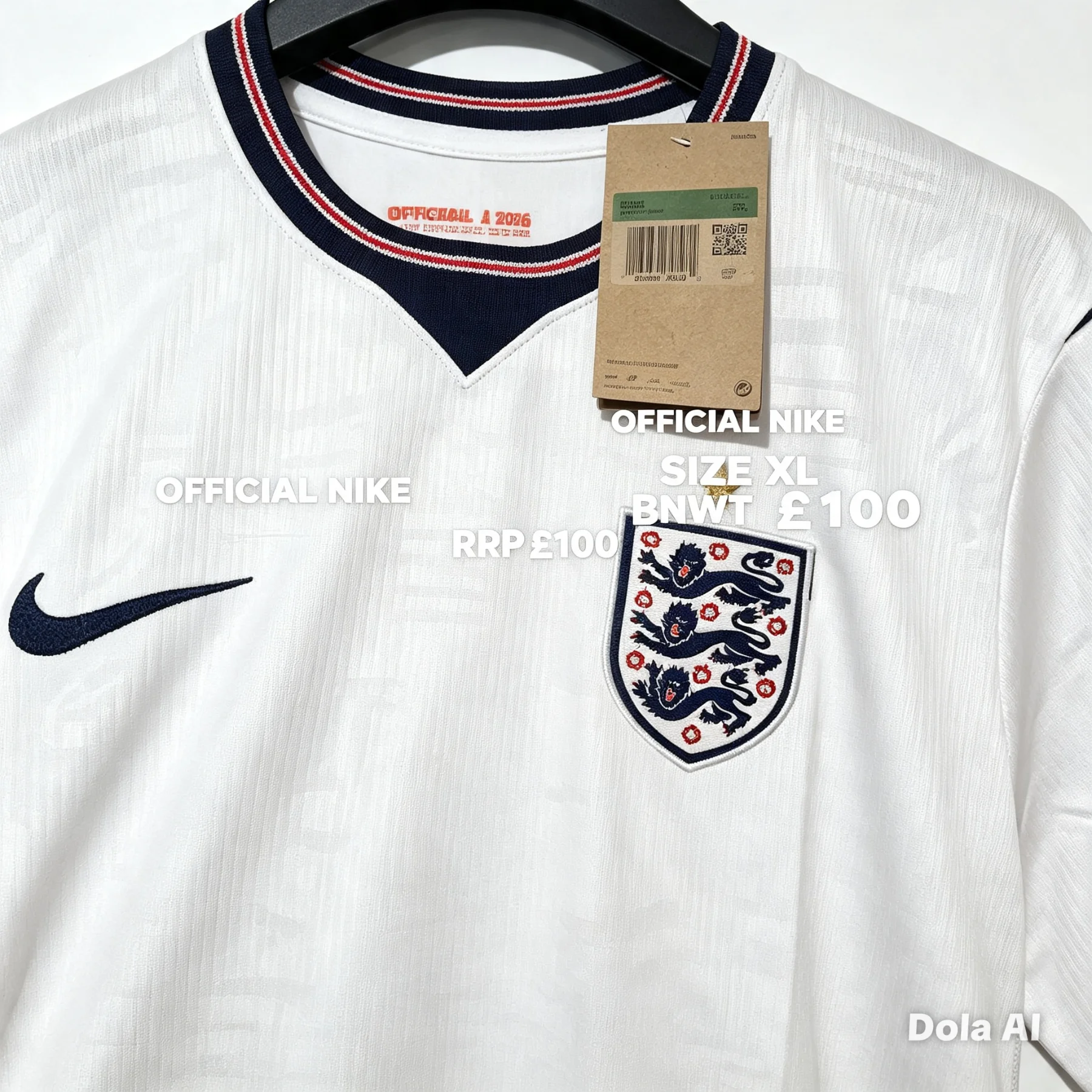 England 2026 Home Shirt Adults Size XL White Short Sleeve With 1 Star