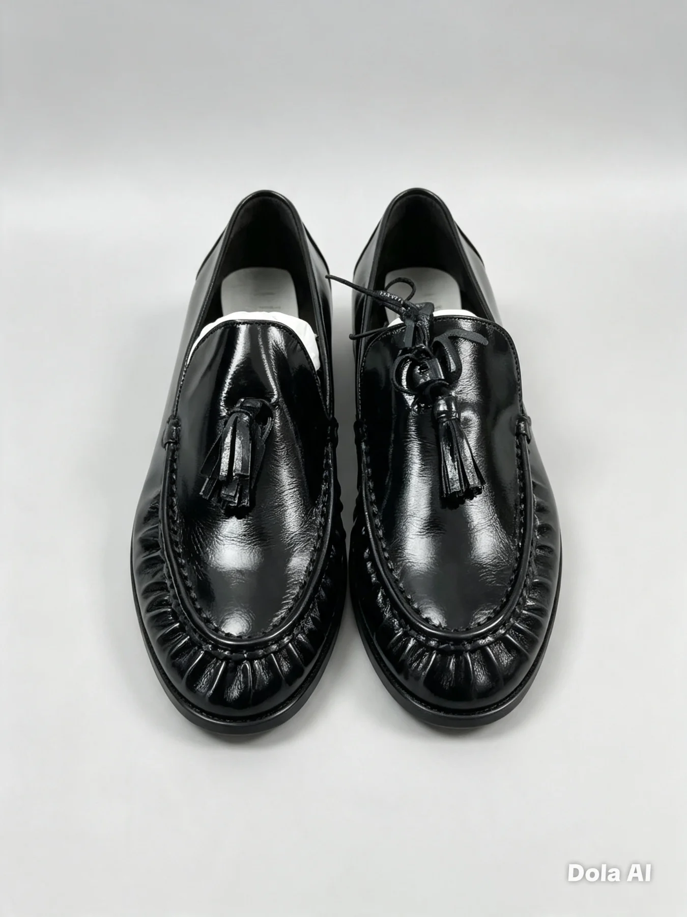 Marks & Spencer Women’s Black Patent Leather Tassel Loafer Flats UK 8