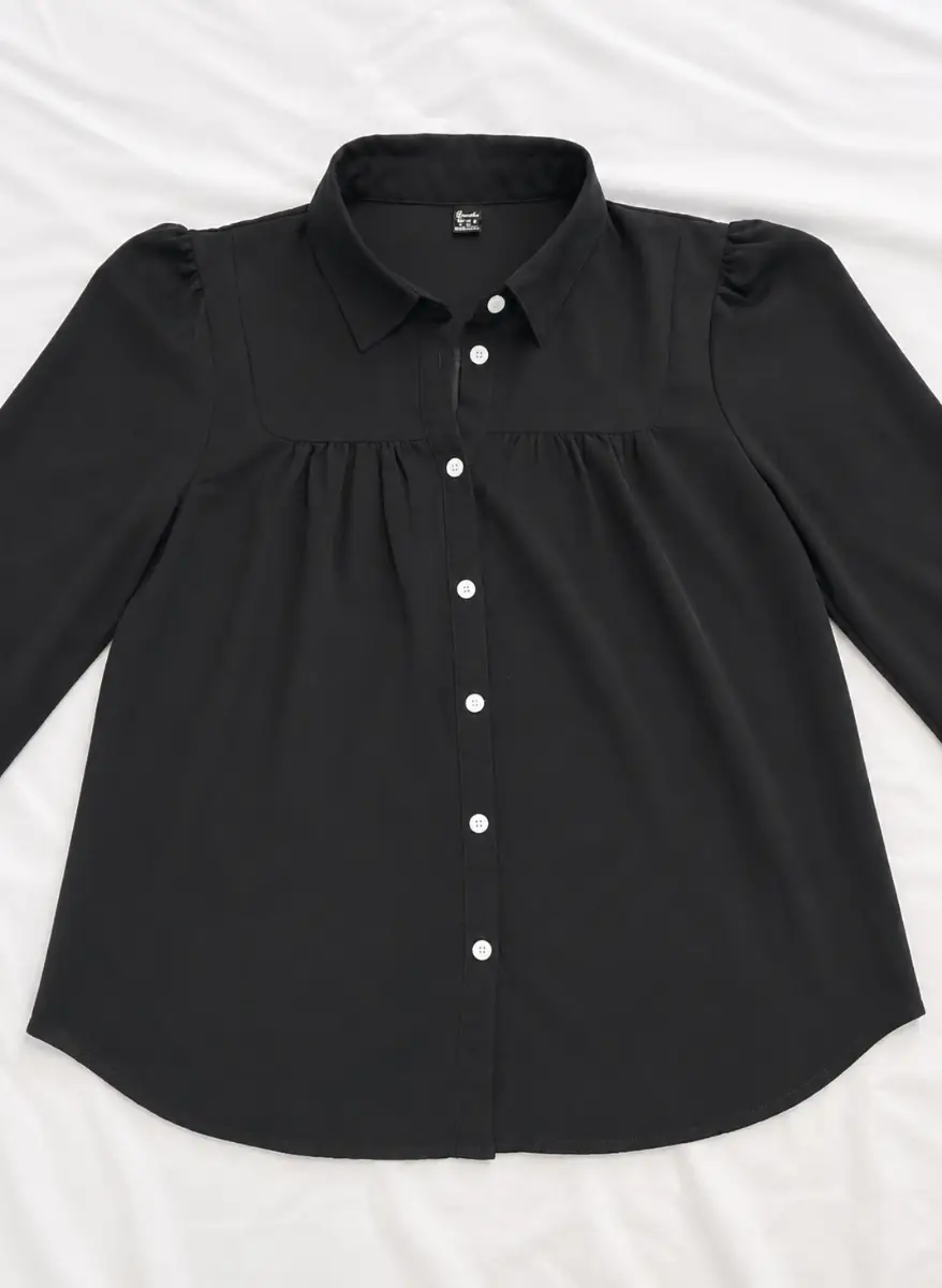 🖤 Elegant Black Long Sleeve Blouse – Size M (EU 38 / US 6)