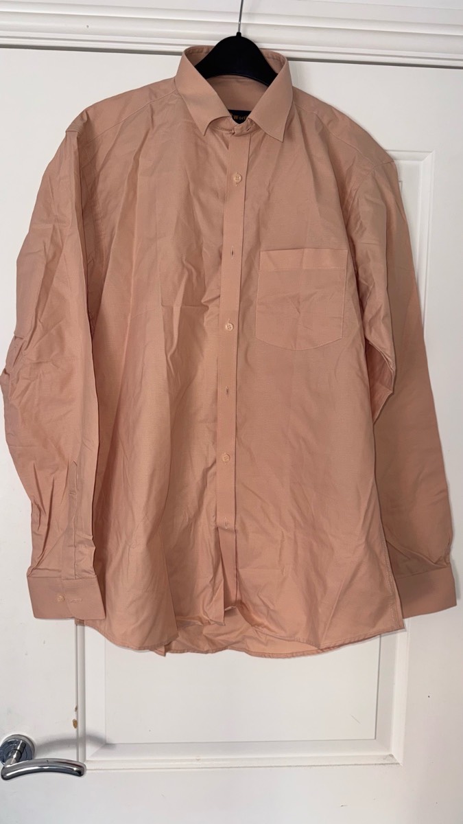 Cotton Worth Premium Men’s Long Sleeve Formal Shirt – Peach – 15.5 (M)