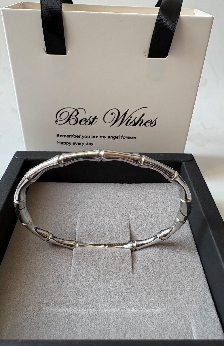 Stainless steel bamboo bangle gift boxed