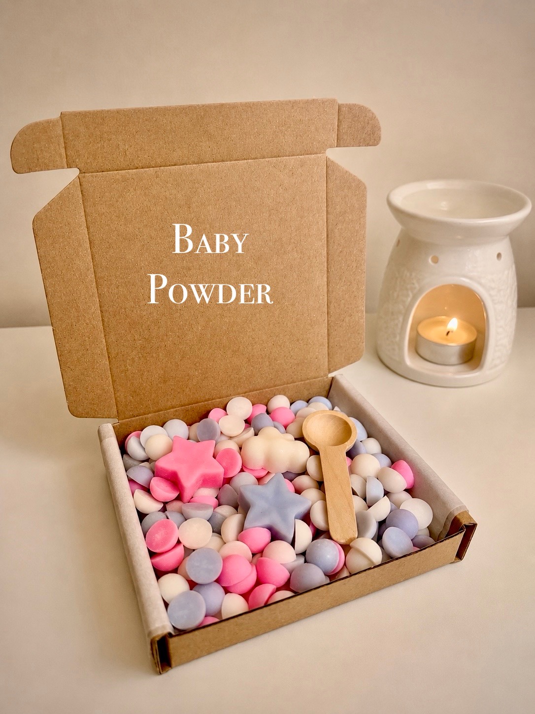 Baby Powder scented wax melts Scoopie box 100g vegan
