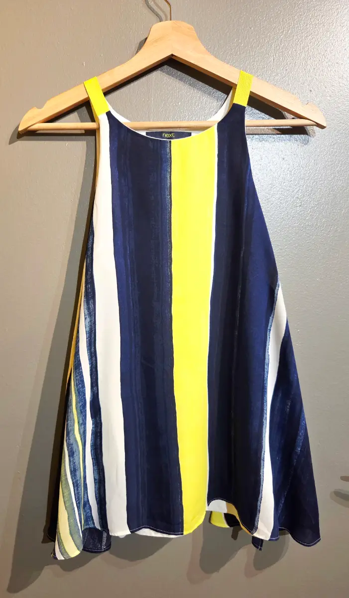 Next Women’s blue and yellow Striped Vest Top – UK 8