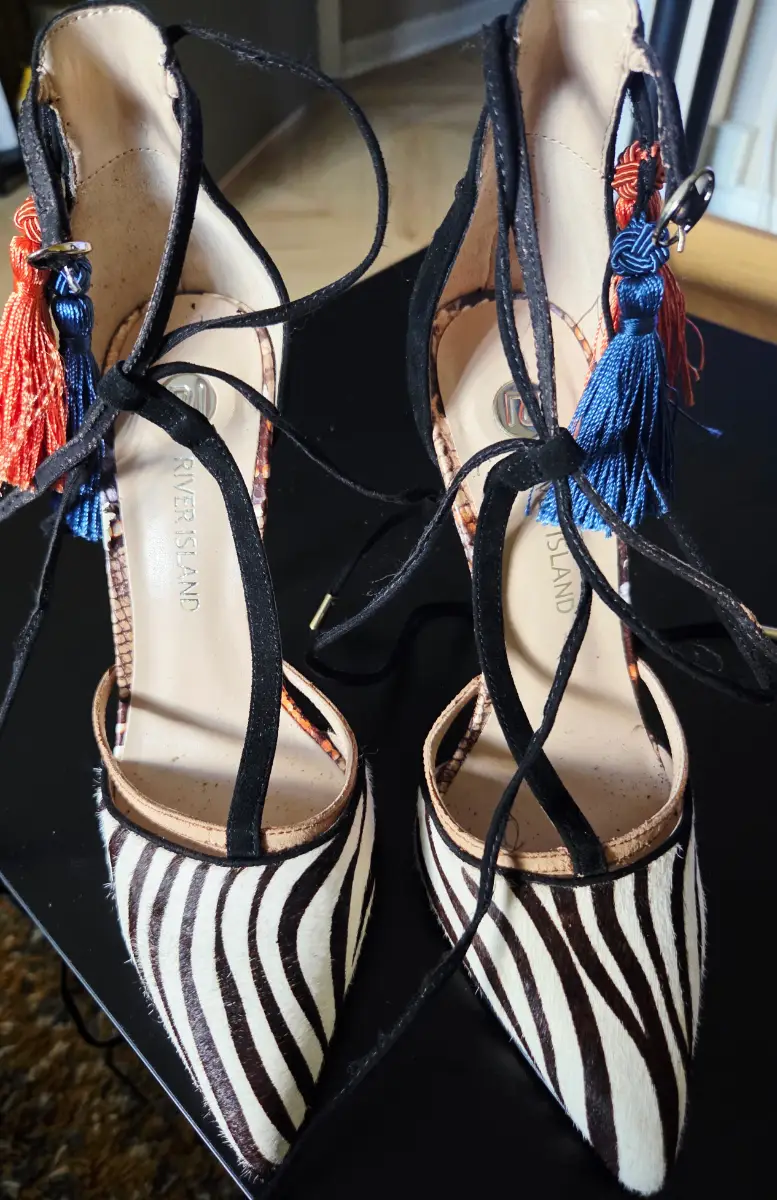 River Island Zebra Print High Heels – Size UK 5