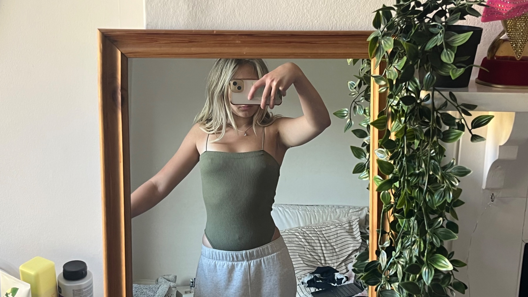 Olive green body suit