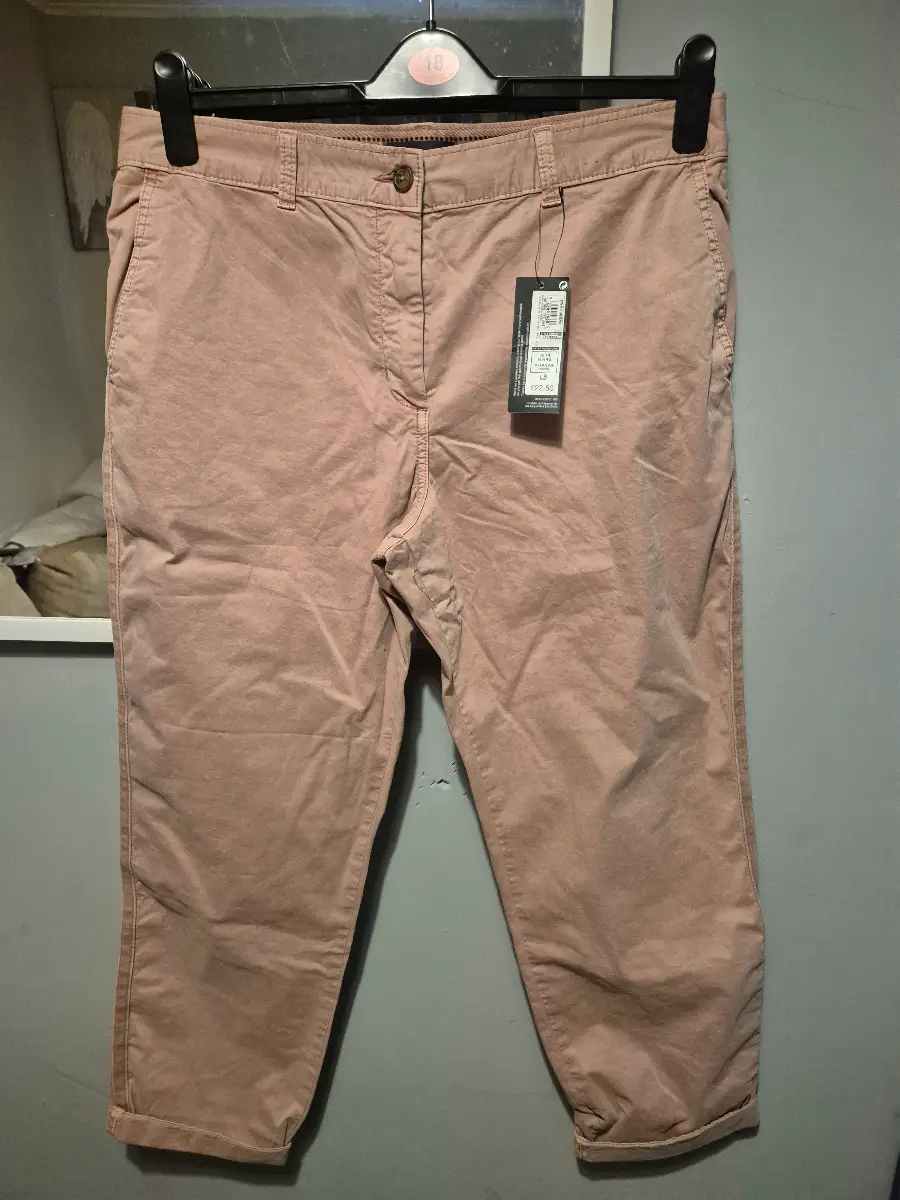 Marks and spencer dusky pink chino style trousers size 14 nwt