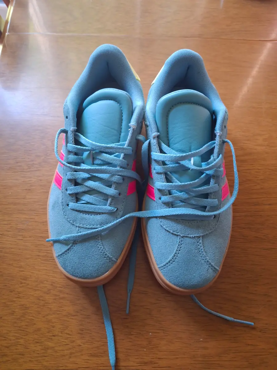 Adidas VL Court Bold Shoes Powder Teal Pink UK 4 / EU 36.5