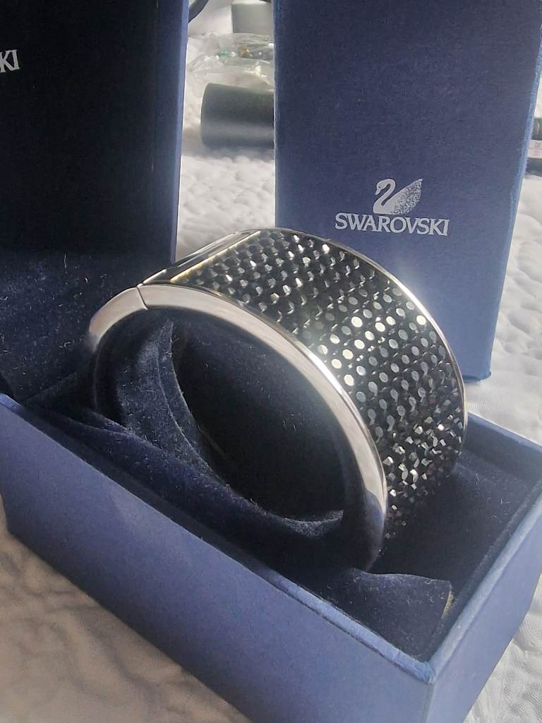 Swarovski black jet crystal bangle medium