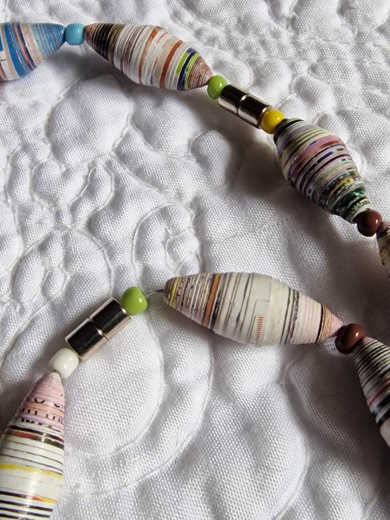 Artisan papier-mache beaded necklace
