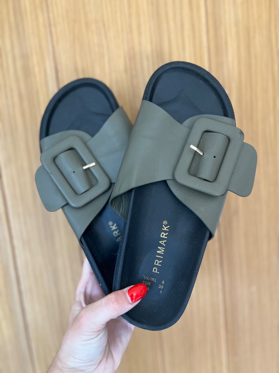 Primark khaki size 6 sliders sandals