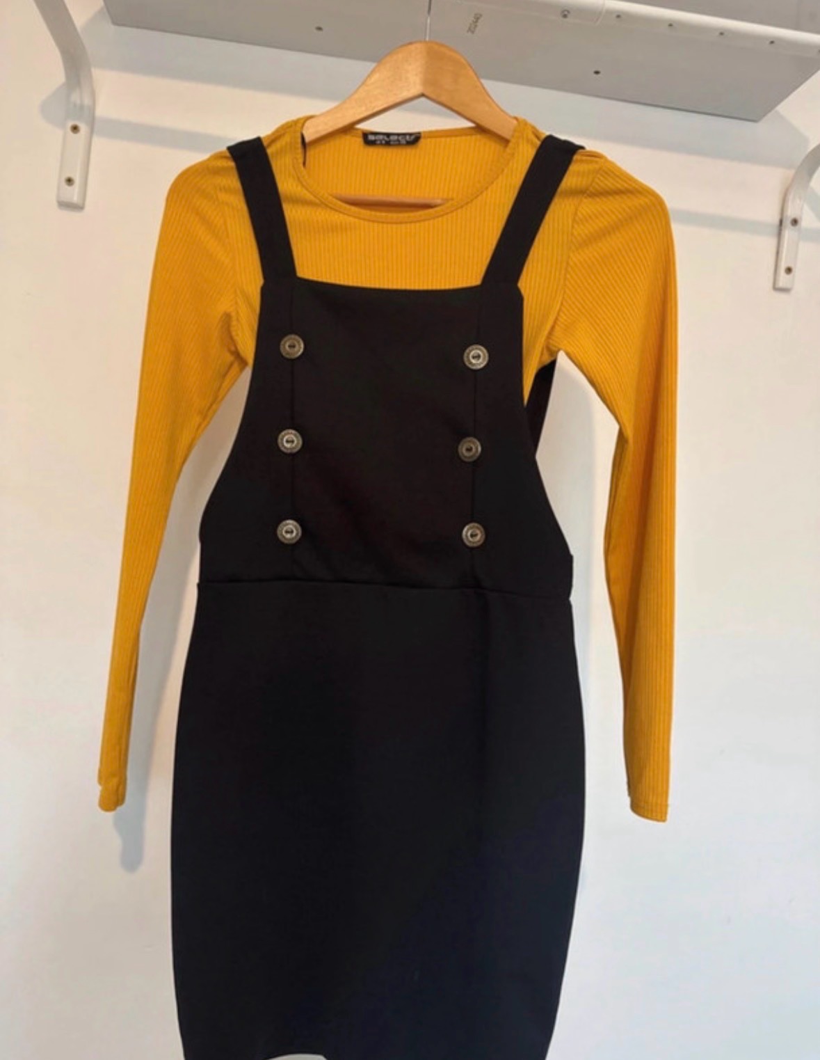 Black and mustard pinafore