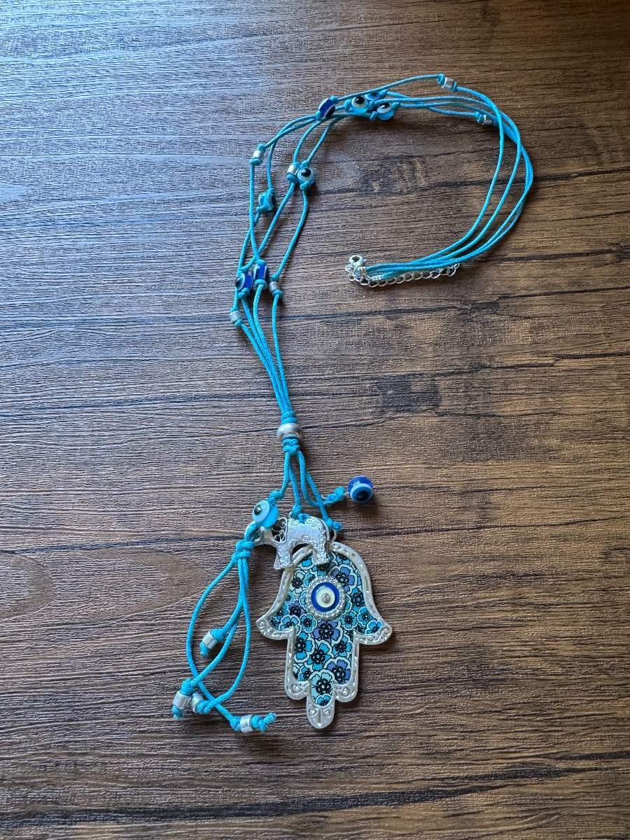 Blue charm necklace
