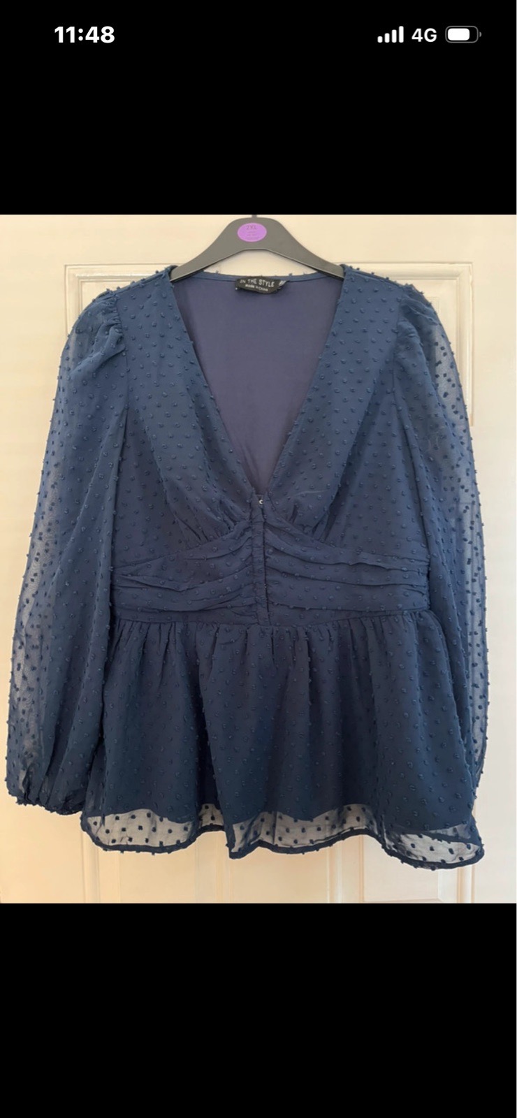 In The Style Peplum Blouse Navy Size 18