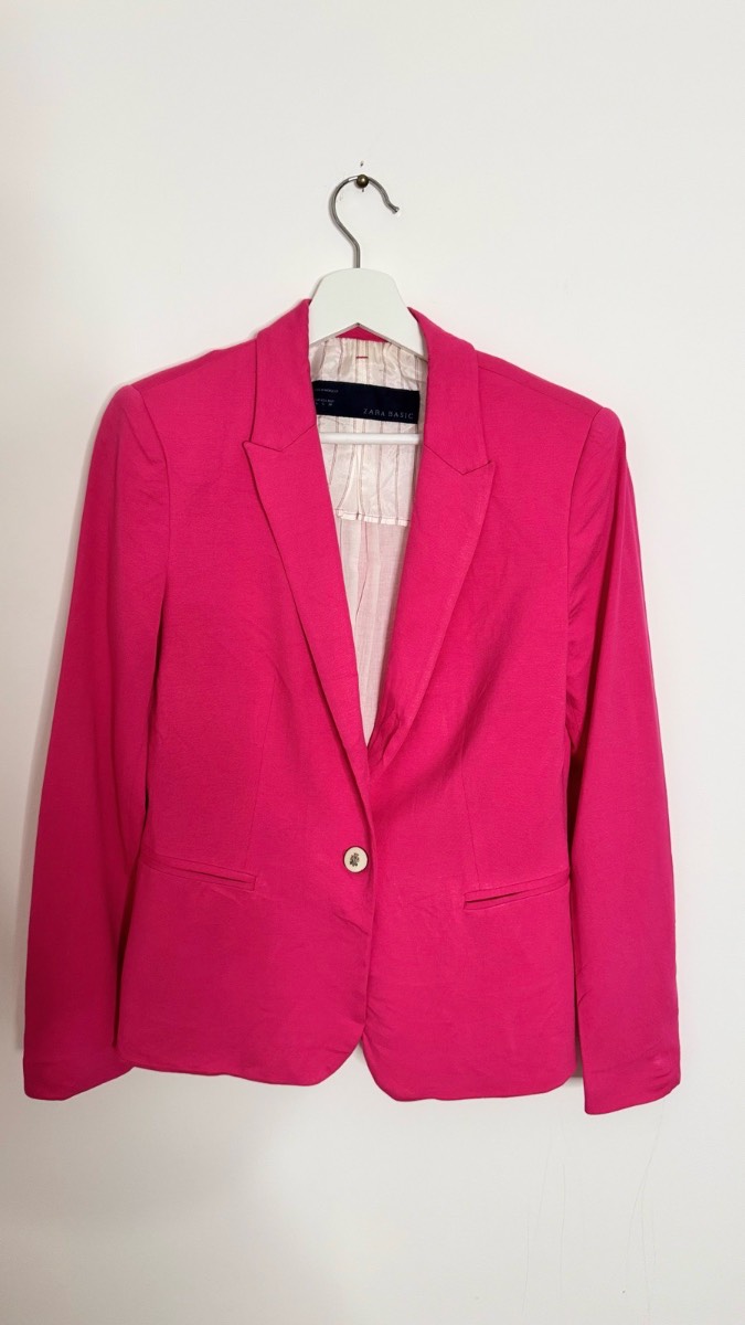 Zara Basic Hot Pink Blazer Jacket – Size L uk 12 Smart Casual
