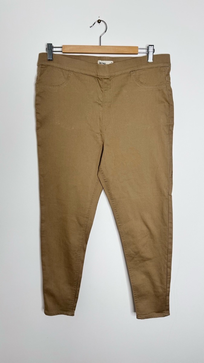 M&S Dark Camel Jeggings – UK 16 Short – Pull On Stretch Skinny Trousers