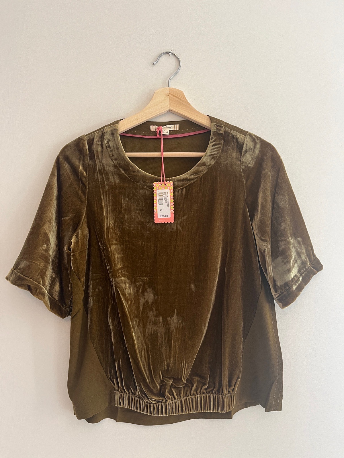 White Stuff ‘Viola’ Chartreuse Velvet Top