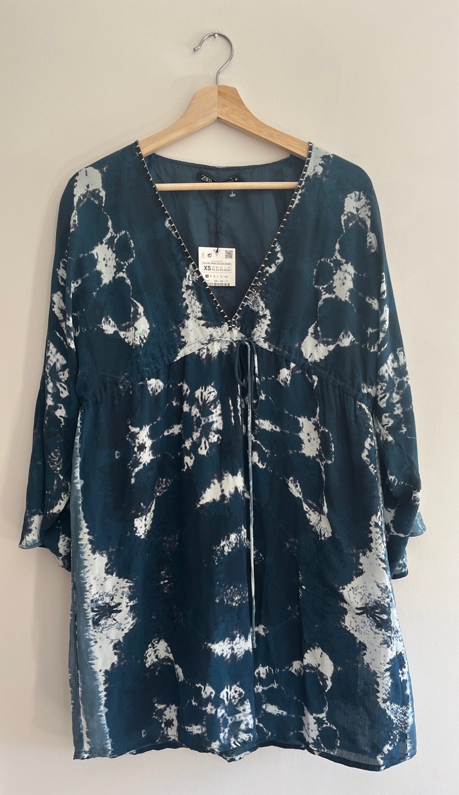 Zara Navy Blue Tie Dye Tunic Dress