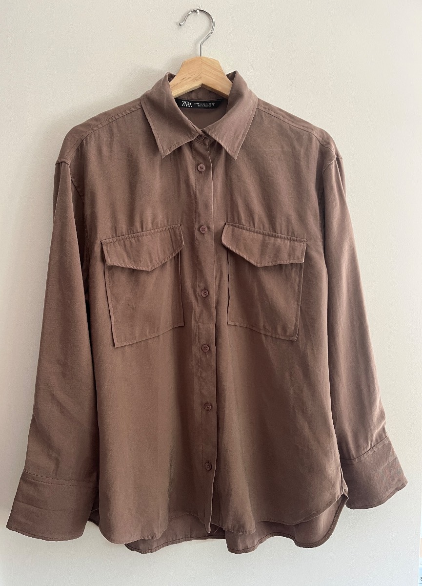 Zara Taupe Grey/Mauve Oversized Shirt