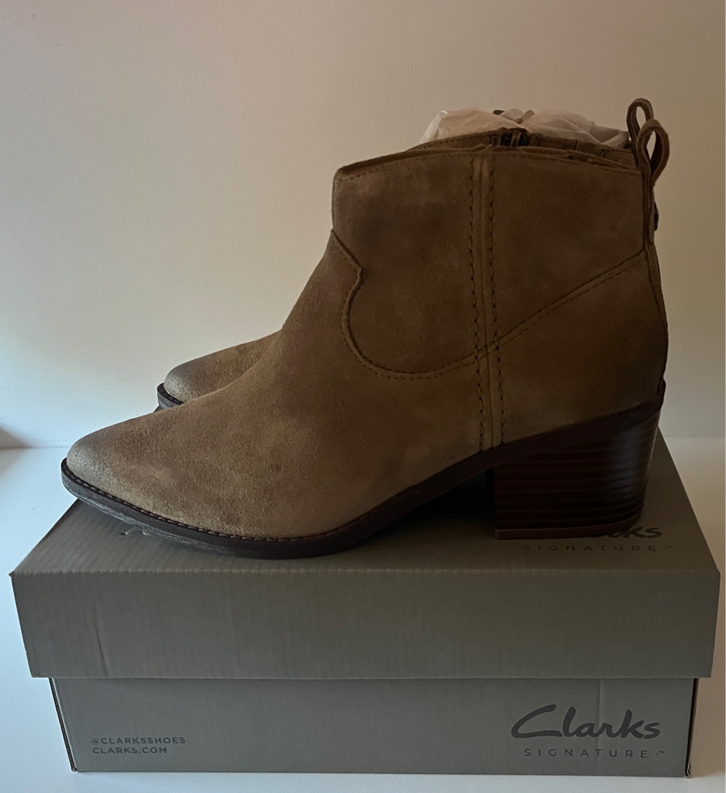 Clarks ‘Morzine Sky’ Sand Suede Boots
