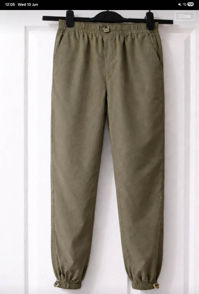 Boys Khaki Cargo Jogger Trousers – Elastic Waist Utility Pants – Size 7-8