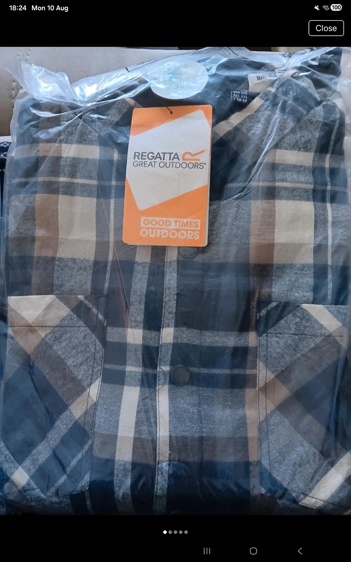 Regatta Thamos Men's Flannel Checked Shacket Shirt - Navy & Gold Sand - UK XXL