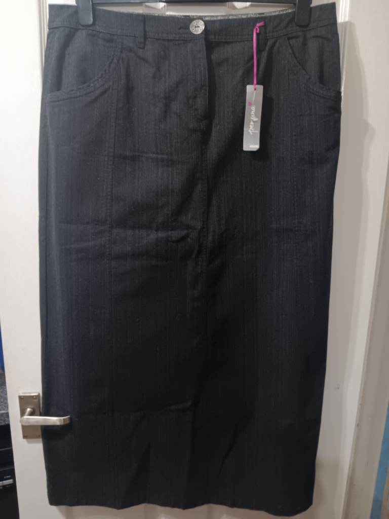 Per Una M&S Charcoal Grey Cotton Blend Maxi Skirt Size 18 BNWT 39" Length