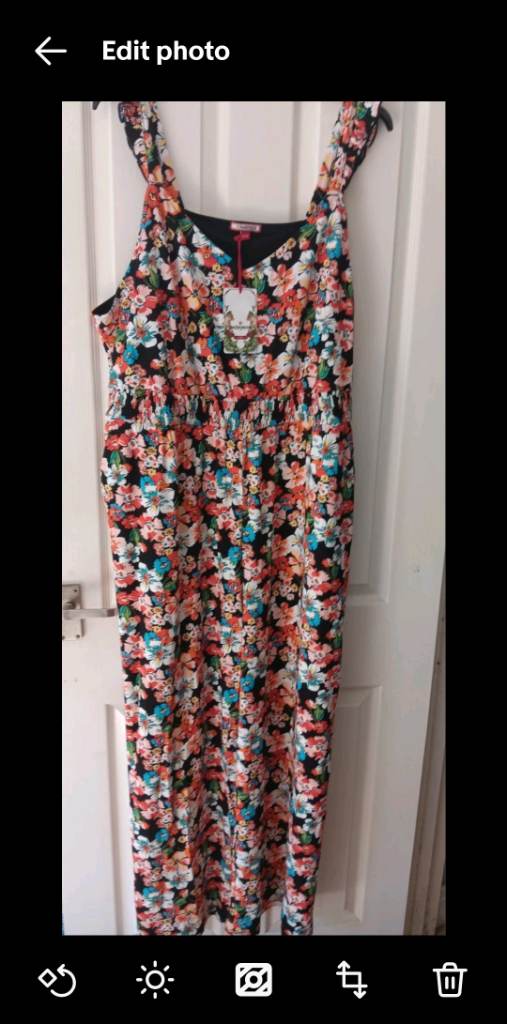 Joe Browns Floral Wide Leg Jumpsuit Black Tropical Holiday Boho Size 28