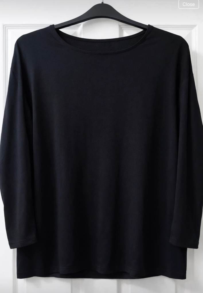 Shein Black Lightweight 3/4 Sleeve Top – Relaxed Fit - XL