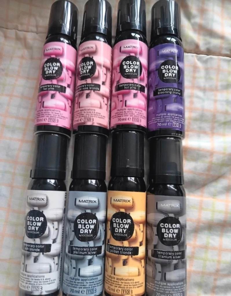 4 x bottles Matrix Temporary Hair Colouring 7 colours Mix&Match Pink Silver Gold Purple