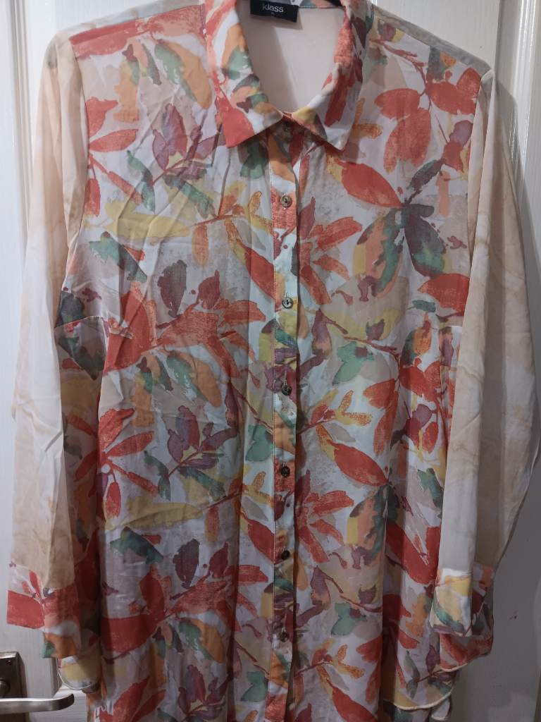 ​Klass XL Multicoloured Leaf Print Long Sleeve Button Down Blouse Shirt