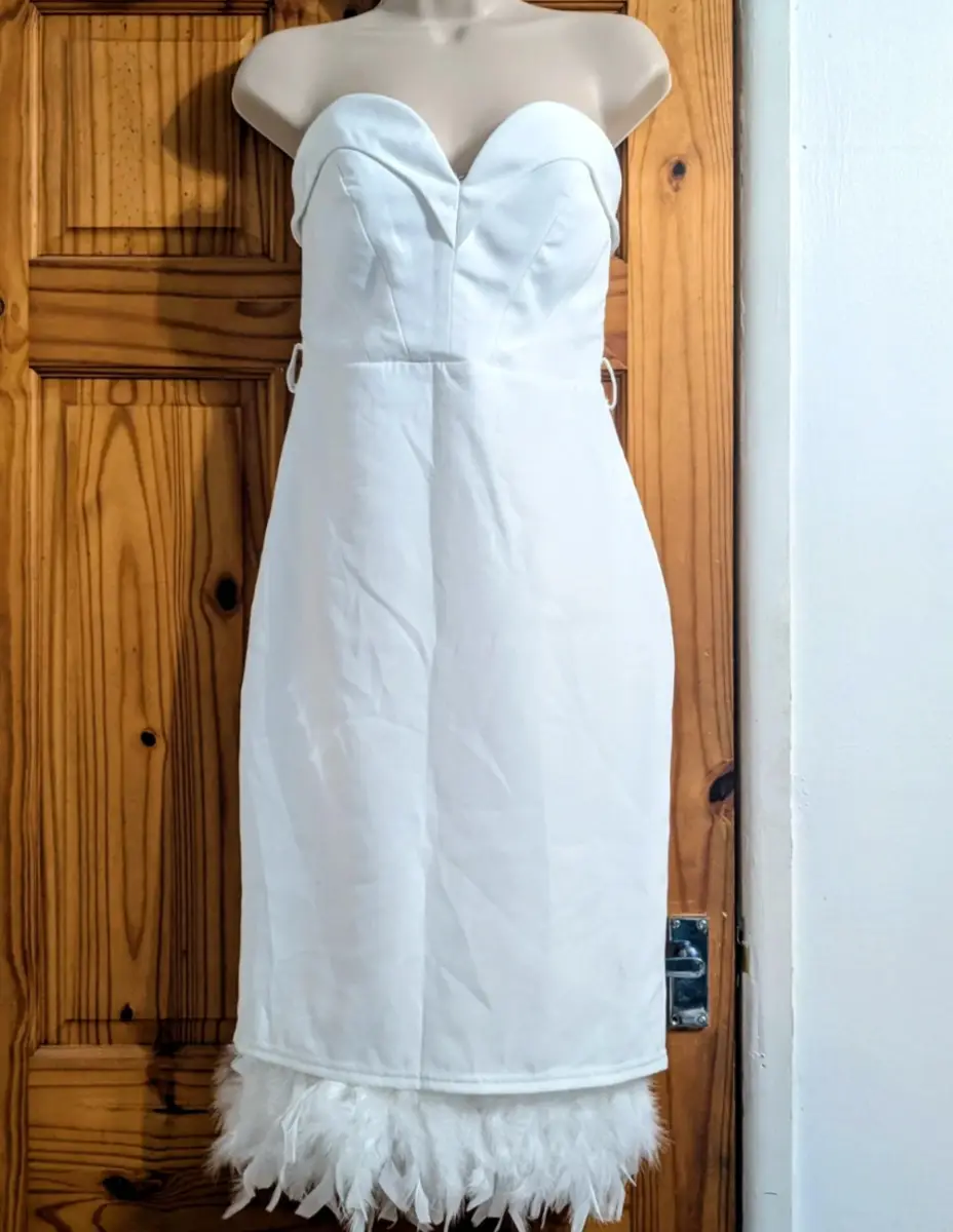 Premium Lipsy Feather Hem Midi Dress – Size 10 – BNWT