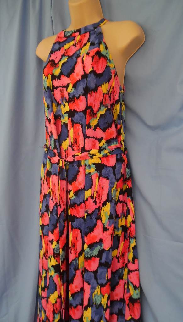 Next colourful summer maxi dress with belt size 14 New with £48 price tag