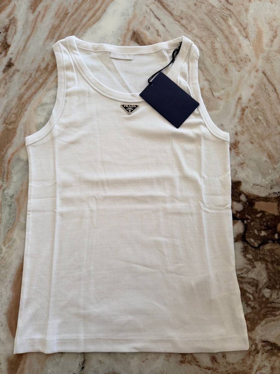 PRADA triangle-logo cotton tank top| £730