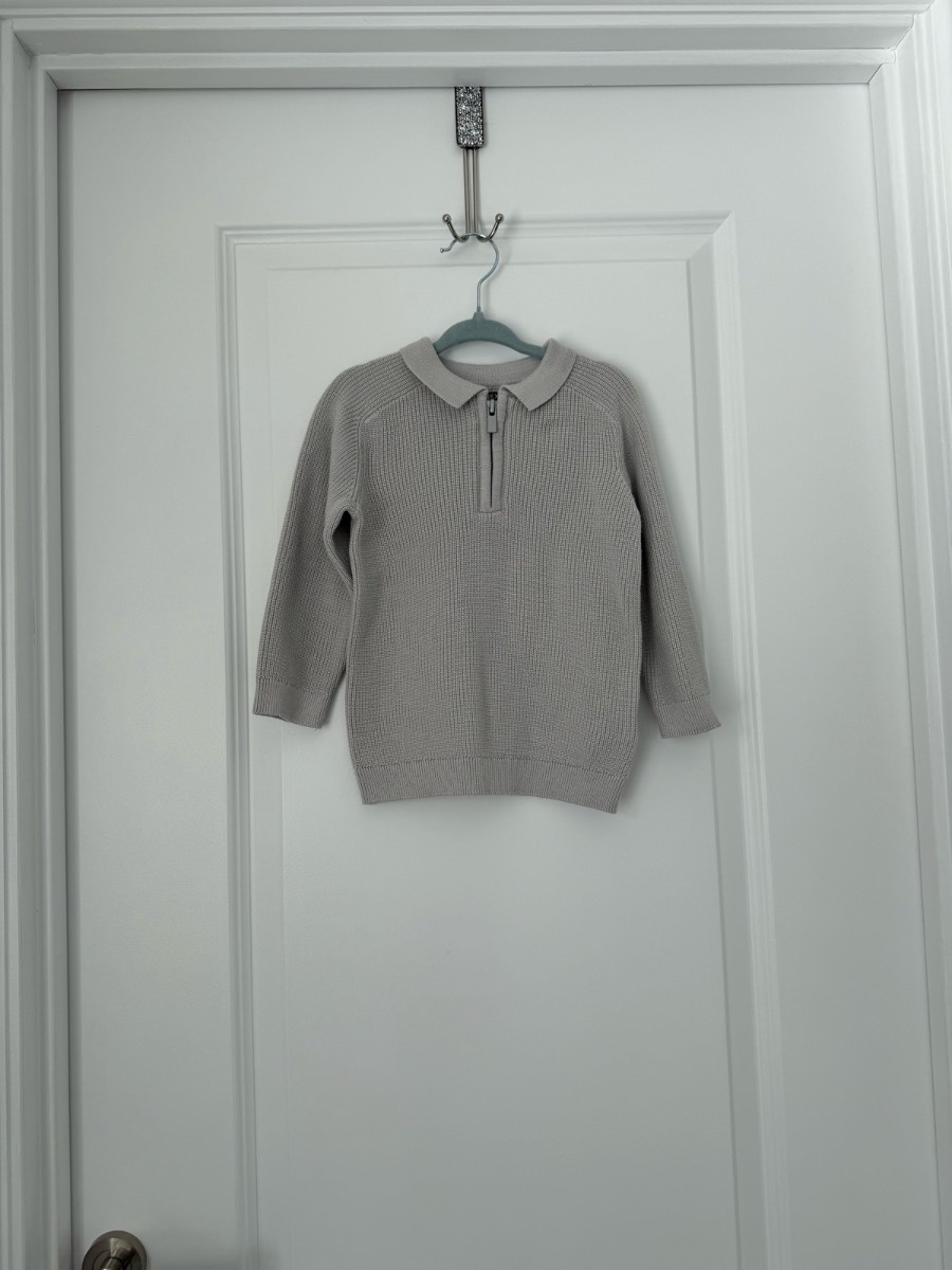 Boys Next Grey Long Sleeve Quarter Zip Knitted Polo Shirt Size 12-18 Months