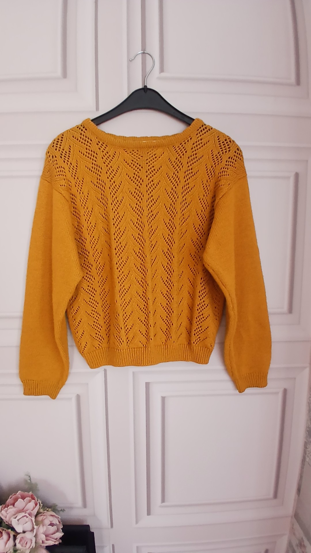 Hamells Petites Women's Mustard Yellow Knit Vintage Sweater Large Acrylic Nylon