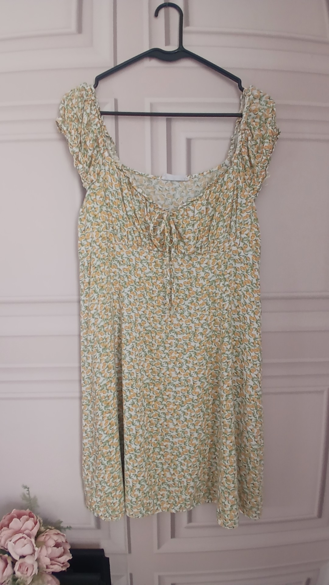 Yellow & Green Floral Summer Lemon Dress Size 16