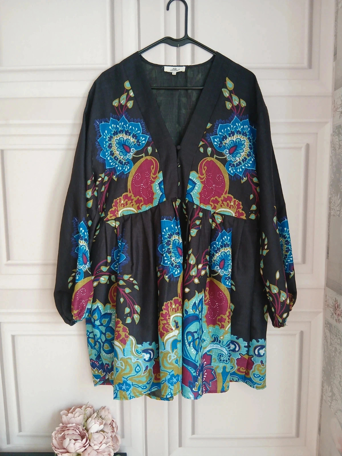 Mochy Boho Beautiful Floral Smock Summer Dress /Tunic Size S/M