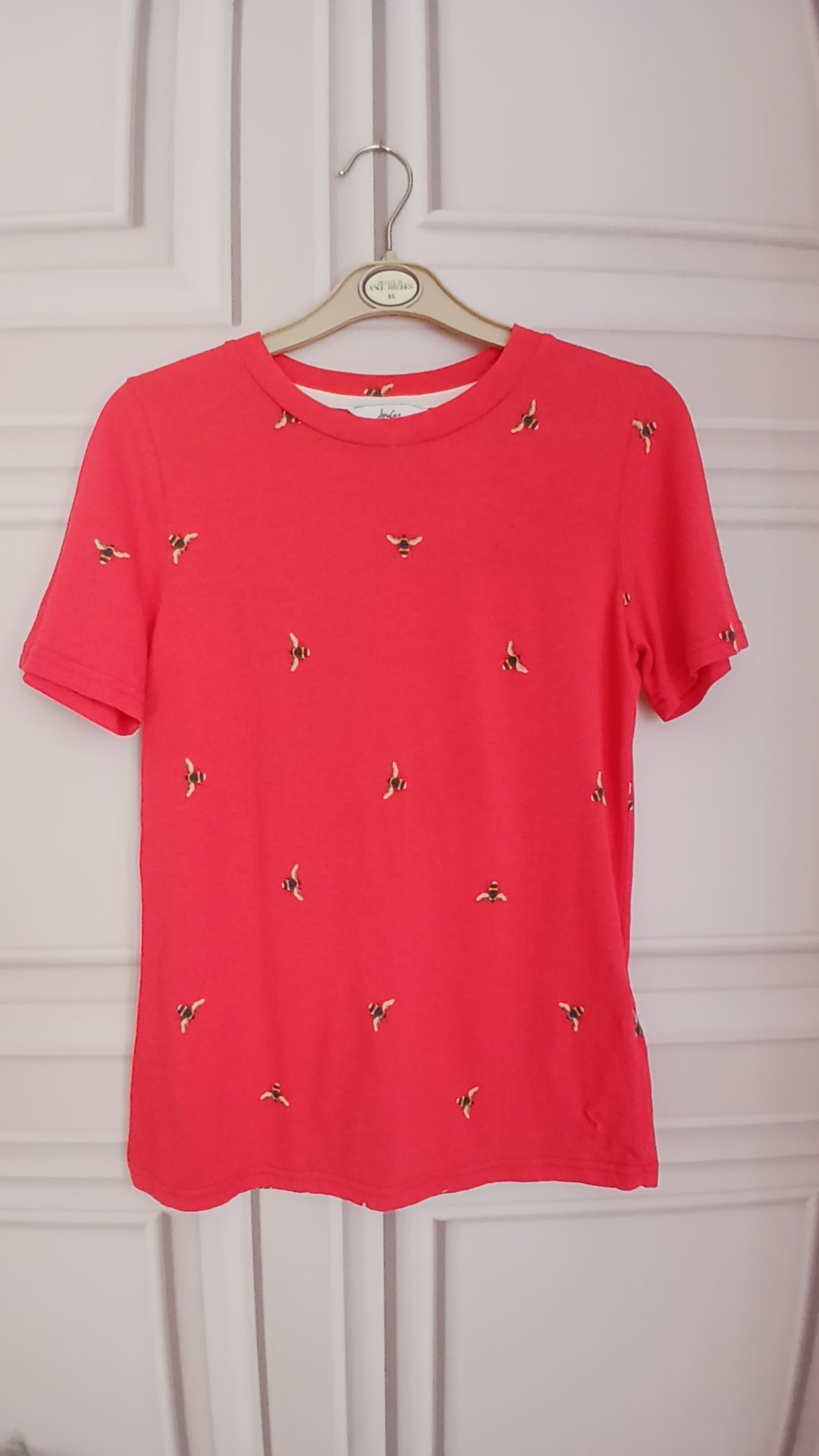 Joules Women's Red Bee Print Cotton T-Shirt UK 6