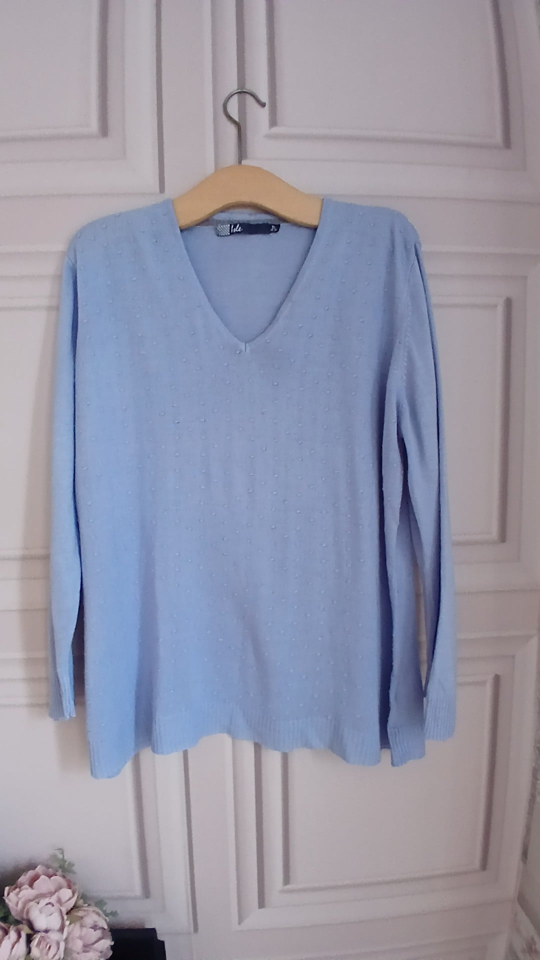 Isle Women's Light Blue V-Neck Knit Jumper XL 22-24