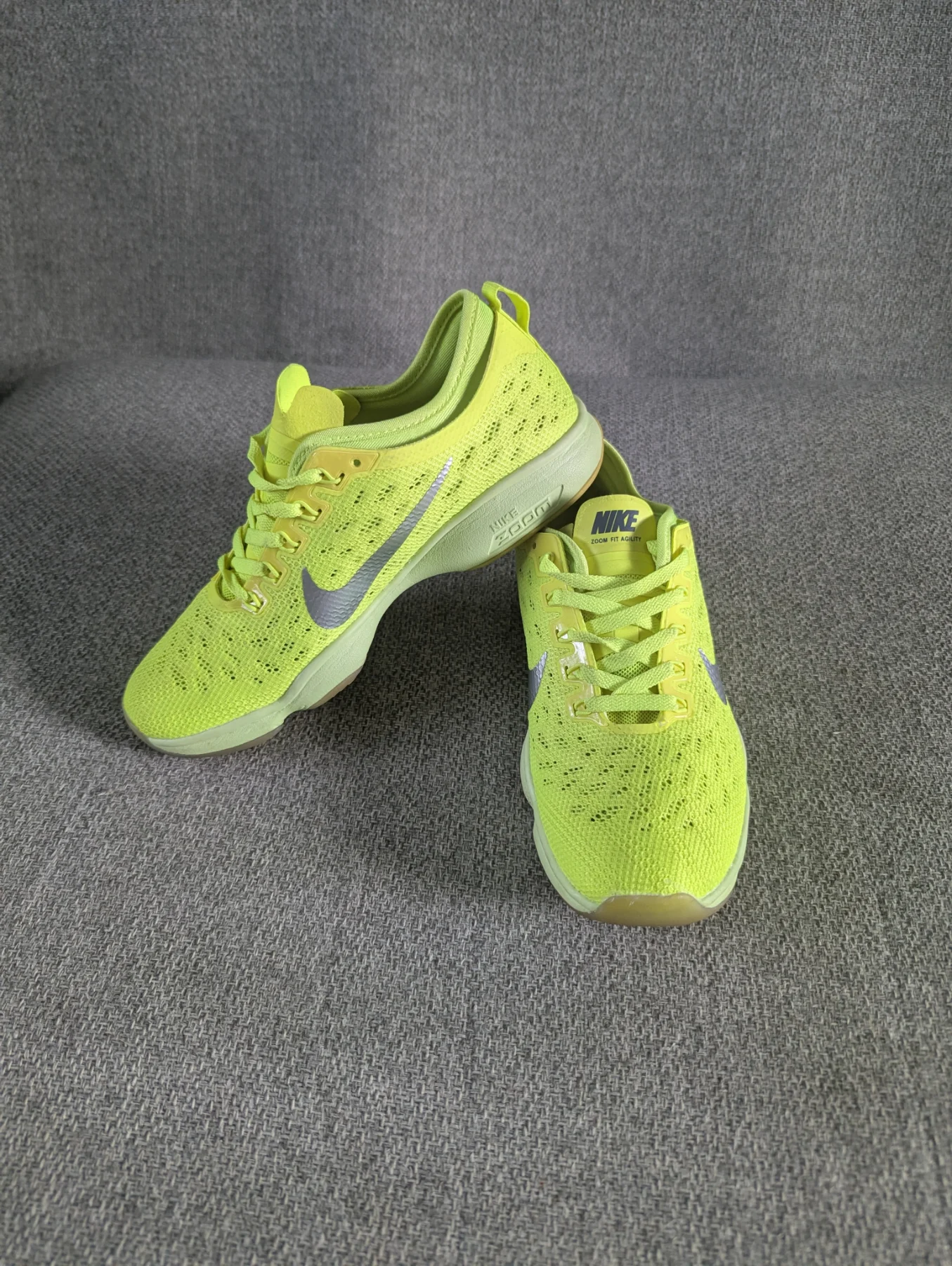 Nike Zoom Fit Agility Volt Green Silver Trainers 684984-700 UK 4.5