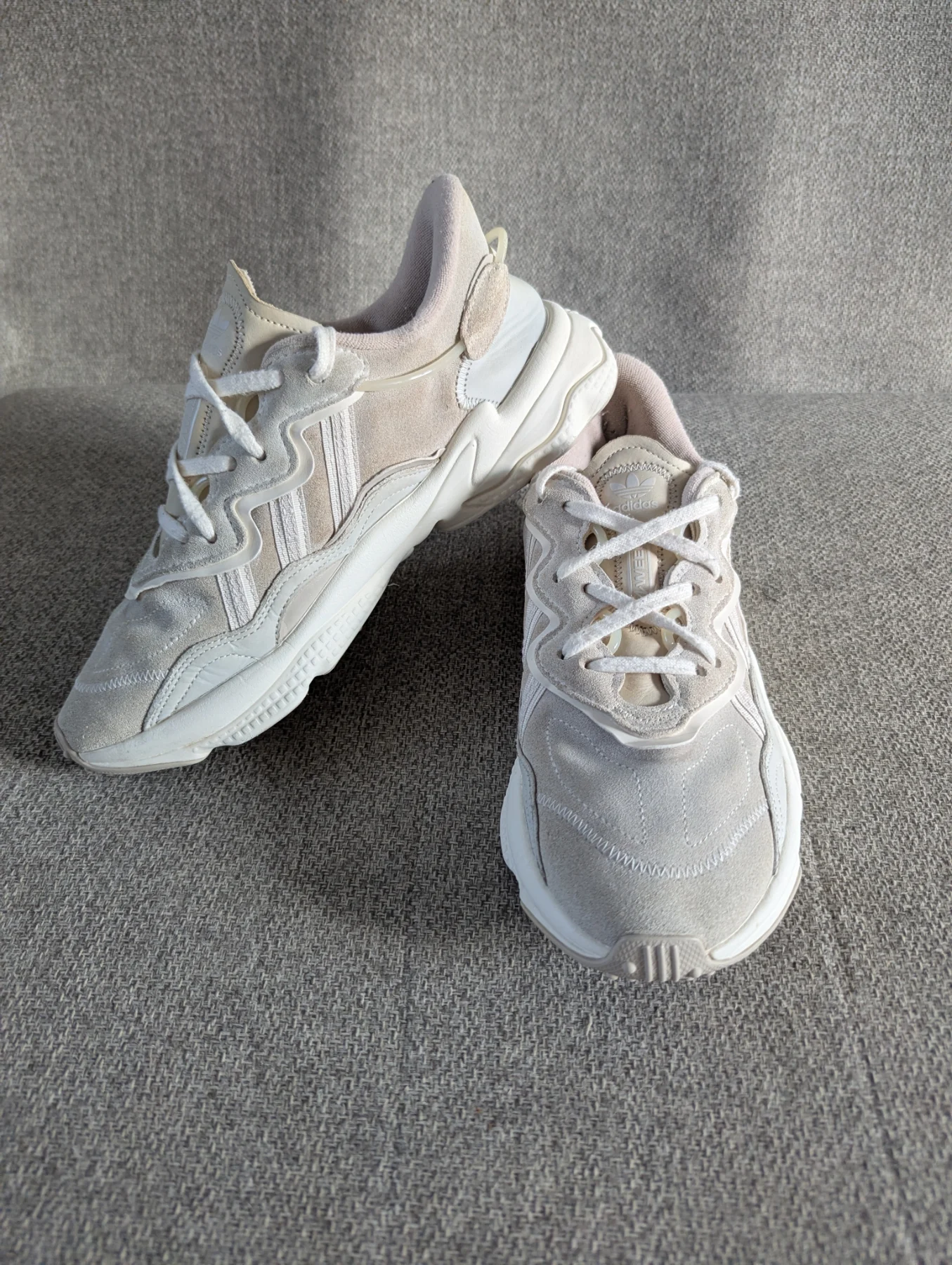 Adidas Ozweego Men's Cream and Beige Suede & Fabric Sneakers, Chunky Sole, Size 9